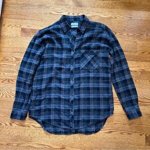 Aritzia Community Linen Cotton Plaid Button Up